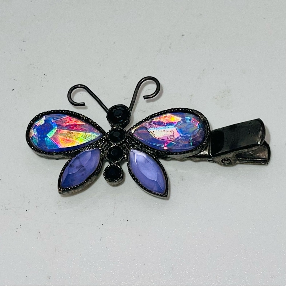 Petite AVON Purple and Iridescent Butterfly Hair Clip Cute Collectible - Picture 10 of 14